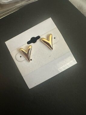 Gold-Tone V-Shaped Stud Earrings - Women Jewelry